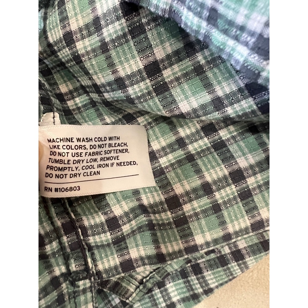 Duluth Trading Co Mens XL Relaxed Fit Untucked Plaid Short Sleeve Shirt Green - Picture 7 of 8